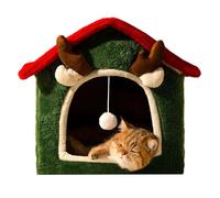 Casa para gatos de interior, clima frío cálido, casa de interior para gatos de Navidad para razas pequeñas y medianas, sala de estar, dormitorio, balcón, jugar la siesta y descansar