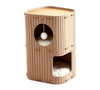 Casa para gatos de interior | Cueva plegable de doble capa | Nido de gato con bola de felpa | Para mascotas y gatitos descansar, dormir en interiores, hogar, viajes, amigos, ciclismo, amantes