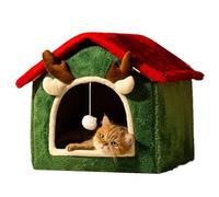 Casa para gatos de interior, muebles cálidos y lavables, casa para gatos, refugio temático de Navidad, para razas pequeñas y medianas, sala de estar, dormitorio, balcón, jugar a dormir la siesta