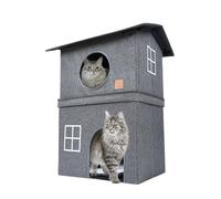 Casa para gatos de interior, refugio plegable extraíble de 2 niveles | Cabaña para gatos semicerrados - para animales pequeños, relajación, descansar, dormir siestas, rascarse