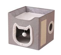 Casa para gatos de interior | Refugio plegable para mascotas | Cama Nichet Caverna de 2 capas grande y cómoda con rascador y bola para perros y gatos | para uso interior exterior e invierno
