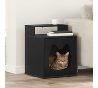 Casa para gatos de madera, 42,5 x 40 x 52,5 cm, moderna casa para gatos con accesorios de montaje para interiores, diseño rectangular para un refugio acogedor en el salón