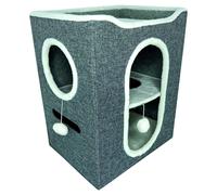 Casa Para Gatos Duvo+ Gene Gris Plegable 46x36x58 Cm Con Pelota De Juego