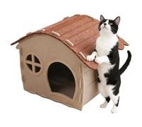 Casa para gatos exterior, resistente a los arañazos y transpirable, para mascotas de interior y cueva, para gatos medianos y grandes, para patios, balcones, jardines, patios