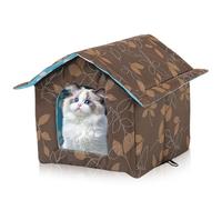 Casa para gatos para exteriores, 40 x 20 x 10 cm, resistente al invierno, impermeable, resistente a la intemperie, casa para gatos al aire libre con cojín de felpa extraíble, cálido y resistente al