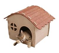 Casa para gatos - Refugio para dormir de fieltro, diseño semicerrado transpirable, vivienda aislada al aire libre, porche para gatitos, balcón, accesorio de granero para jardín, patio, granero, clima