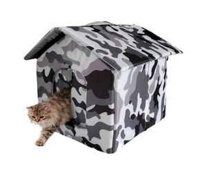 Casa para Gatos - Tela Oxford De 14,96 Pulgadas | Cueva Impermeable para Gatos | Tienda De Campaña para Mascotas A Prueba De Viento | Refugio para Mascotas De Invierno Al Aire Libre para Que Pro