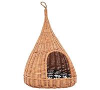 Casa para Gatos Tipi Sauce Natural 40x60cm | Colgable con Nudo Superior, Cojín Extraíble, Fácil Montaje, Refugio Decorativo
