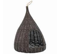 Casa para Gatos Tipi Sauce Natural con Cojín | Refugio Artesanal Forma Gota, Colgable, Fácil Montaje, 40x60cm