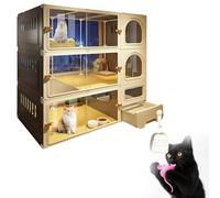 Casa para Gatos Todo en Uno para Interiores con Caja de Arena Parque Infantil para Gatos en Interiores Jaula para Gatos con Caja de Arena Armario for Gatos,Grey-106 * 46 * 106
