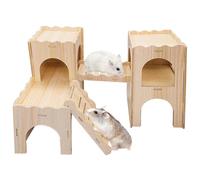 Casa para Hámster, Casa de Hámster de Madera, Hámster Escondite con Techo, Accesorios para Jaula de Hamster Casa para Roedores, Jerbos, Conejillos de Indias