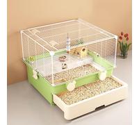 Casa para Hámster de Dos Pisos, Casa para Hámster con Cajón, Fácil de Limpiar, Adecuada para Hámsteres, Erizos, Reptiles, Gallinas de Rutina, Etc(Green)