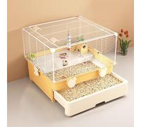 Casa para Hámster de Dos Pisos, Casa para Hámster con Cajón, Fácil de Limpiar, Adecuada para Hámsteres, Erizos, Reptiles, Gallinas de Rutina, Etc(Yellow)