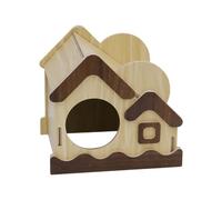 Casa para hámster, lindas decoraciones de cabaña natural, diseño de cabina de 7.68x5.43x7.48 pulgadas con madera no tóxica, hábitat de madera para mascotas pequeñas, estilo rústico, refugio de enrique