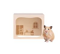 Casa para Hámster: Refugio De Madera para Mascotas, Decoración De Jaula De Madera Maciza, Espacio Secreto para | Cajaa De Descanso para Animales Pequeños, Accesorio De Recinto Natural para Uso En