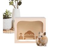 Casa para Hámster: Refugio De Madera para Mascotas, Decoración De Jaula De Madera Maciza, Espacio Secreto para | Cajaa De Descanso para Animales Pequeños, Accesorio De Recinto Natural para Uso En