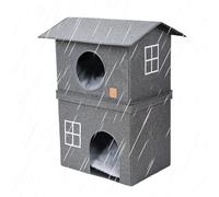 Casa para mascotas, refugio semicerrado de 2 niveles, cabaña para gatos semicerrados, para animales pequeños, relajación, descanso, siesta, rascado