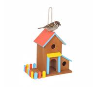 Relaxdays Casita colorida para pájaros colgante amarillo,marrón claro,rojo