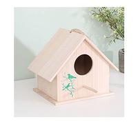 Casa para pájaros, nido de pájaros, jaula de piel de tigre, casa pequeña, casa de loro, nido colgante de madera, para invierno, exterior, caja cálida, perchas para pájaros (color: latón) (B)