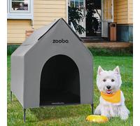 Casa para Perros 2 en 1 de 29 Pulgadas para Perros medianos, casa elevada para Perros Exteriores/Interiores, Refugio para Cachorros Exterior, PVC 600D Resistente al Agua y Cama elevada de textileno