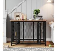 Casa para Perros Amplio Tamaño Estilo Mueble Rústico - Jaula De Madera Resistente para Perros Medianos y Amplio Tamaños hasta 50 kg - Doble Puerta con Cerraduras De Seguridad y Apertura Superior