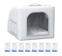 Casa para Perros con refrigeración, Refugio Plegable para Gatos y Perros con 8 Bolsas de Hielo, función de del Calor, Adecuada para Granja, Patio, Sala de Estar, Puerta Delantera, jardín, Patio