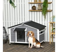 Casa para perros de madera PawHut con techo de asfalto abierto, suelo extraíble, casa para perros de exterior, casa para animales pequeños.