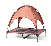 Casa para Perros Exterior Tela Oxford 600D Tienda de Campaña para Mascotas con Toldo Desmontable Tienda Portátil para Gatos Altura del Toldo 18-24cm Ideal para Acampar Jardinería(Brown,120x90x24cm)