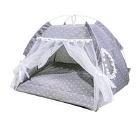 Casa para perros interior, linda tienda de campaña suave para perros con ventana de malla y cortina, cama portátil para gatos, tienda de campaña de princesa transpirable y fresca para mascotas, cama