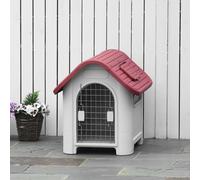 Casa para perros PawHut para exteriores con claraboya para perros pequeños, de metal y plástico.