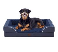 Casa Paw Cama ortopédica impermeable para perros extragrandes, cama XL de espuma viscoelástica con lados, espuma de caja de huevos y parte inferior antideslizante, cama jumbo para perros con funda