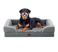 Casa Paw Cama ortopédica impermeable para perros extragrandes, cama XL de espuma viscoelástica con lados, espuma de caja de huevos y parte inferior antideslizante, cama jumbo para perros con funda
