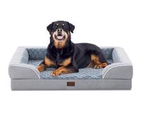 Casa Paw Cama ortopédica impermeable para perros extragrandes, cama XL de espuma viscoelástica con lados, espuma de caja de huevos y parte inferior antideslizante, cama jumbo para perros con funda