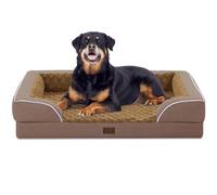 Casa Paw Cama ortopédica impermeable para perros extragrandes, cama XL de espuma viscoelástica con lados, espuma de caja de huevos y parte inferior antideslizante, cama jumbo para perros con funda