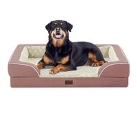 Casa Paw Cama ortopédica impermeable para perros extragrandes, cama XL de espuma viscoelástica con lados, espuma de caja de huevos y parte inferior antideslizante, cama jumbo para perros con funda