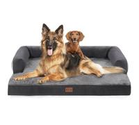 Casa Paw Cama XXL para perro con refuerzos, ortopédica, impermeable, espuma viscoelástica, funda extraíble lavable, parte inferior antideslizante (XXL, gris oscuro)