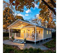 Casa pequeña prefabricada Moderna Inteligente de con Dormitorio y Cocina | Pequeñas casas para vivir para adultos que ofrecen dormitorio, baño y cocina, porche delantero y cómoda vida diaria