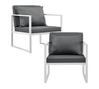 [casa.pro] 2 x sillón silla de jardín set de 2 muebles de jardín para exterior 70 x 60 x 60 cm - blanco