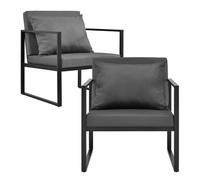 [casa.pro] 2 x sillón silla de jardín set de 2 muebles de jardín para exterior 70 x 60 x 60 cm - negro