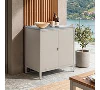 casa.pro Armario Exterior Bolognano Acero 92x80x50cm Beige/Plateado | Mueble jardín terraza con estante interior y patas nivelables, uso interior y exterior, almacenaje jardín, 2 puertas