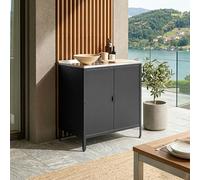 Armario exterior bolognano con estante y 2 puertas acero 92 x 80 x 50 cm - plata y negro [casa.pro]