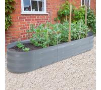 casa.pro Arriate Elevado Alfedena en Forma Ovalada Jardinera para Exterior Cama de Cultivo Elevada sin Fondo Drenaje Eficiente Marco Robusto Estable Acero Galvanizado 171 x 50 x 25 cm - Antracita