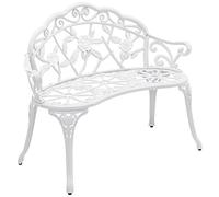 casa.pro Banco de Jardín Exterior Monfalcone con Respaldo y Reposabrazos Diseño Vintage Resistente Sofá de 2 Plazas para Terraza Patio Hierro Fundido 99 x 54 x 78 cm - Blanco