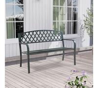 casa.pro Banco de Jardín Exterior Opsasar Diseño Clásico Resistente Sofá de 3 Plazas con Respaldo y Reposabrazos para Terraza Patio máx. 300 kg Acero 127 x 54 x 88 cm - Gris Oscuro con Pátina Verde