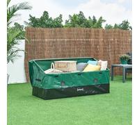 casa.pro Baúl Almacenaje Exterior Alanno Caja de Almacenamiento Arcón Jardín Terraza con Asas Capacidad 560 L Fijación con Velcro Lona 100% Poliéster Impermeable Acero 155x64x75 cm - Verde/Negro