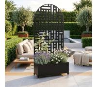 casa.pro Biombo Bernalda con Jardinera y Arco Redondeado 190x82x38cm Negro | Separador de ambientes tabique exterior interior pantalla de privacidad móvil 4 ruedas jardín terraza balcón acero