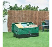 casa.pro Caja de Almacenamiento para Exteriores de 387 L Arcón Baúl Almacenaje de Jardín Arcón con Asas Fijación con Velcro Lona 100% Poliéster Impermeable Acero 122x64x76 cm - Verde/Negro