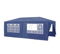 casa.pro Carpa Pabellón para Jardín Wedau Carpa Plegable Gazebo Cenador de Jardín Estructura de Acero Terraza Patio 600 x 300 x 255 cm - Azul Oscuro