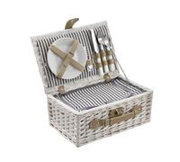 [casa.pro] cesta de pícnic para 2 personas con nevera, cubiertos, platos, vasos - blanca