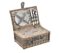 [casa.pro] cesta de pícnic para 2 personas con nevera, cubiertos, platos, vasos - gris